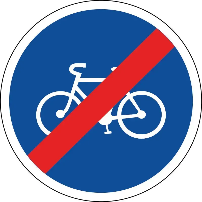 Panneau fin de piste ou bande obligatoire pour cycle - B40