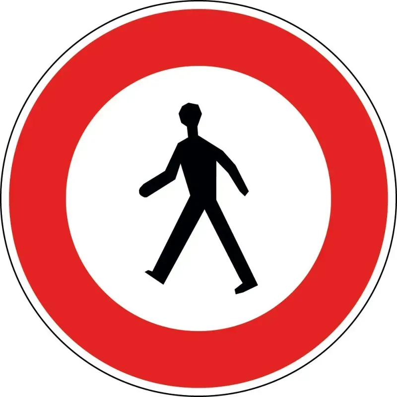 Panneau accès interdit aux piétons - B9a