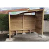 Abri bus en bois ouvert sur face avant