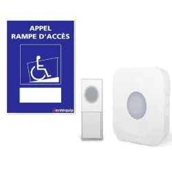 Sonnette handicapé sans fil + panneau PVC