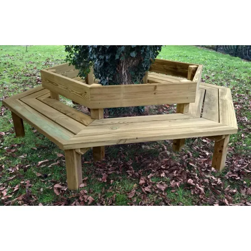 Banc entourage d'arbre en bois Hexagonal
