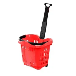 Panier libre service 43 L avec poignée telescopique et roulettes