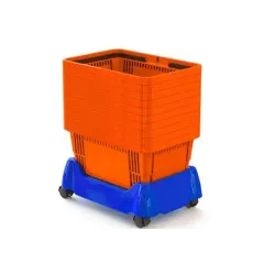 Chariot porte panier libre service en plastique 22 L et 28 L