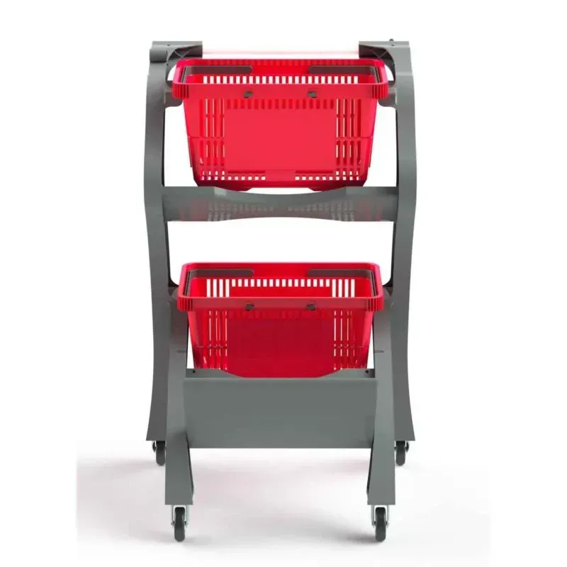Chariot d'achat pour 2 paniers de courses 22L et 28 L