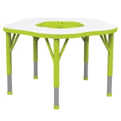 Table fleur Juk en mélaminé blanc et vert pomme