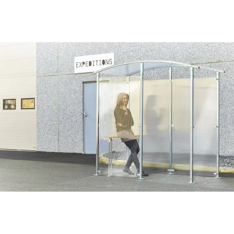 Abri fumeur isolé - Pieds métal zingué