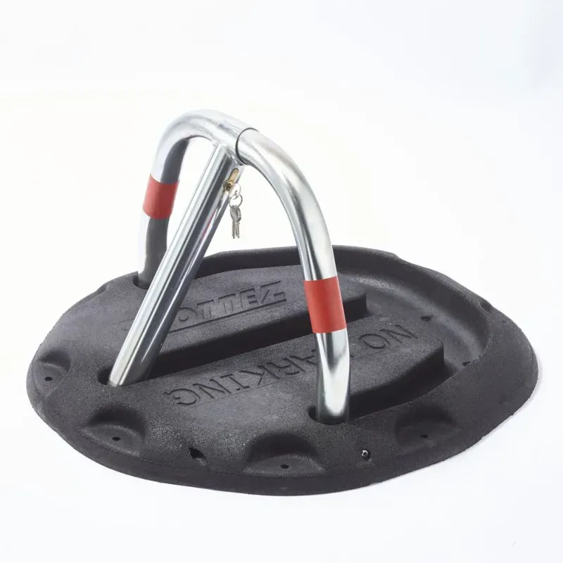 Arceau de parking rabattable su socle en caoutchouc autoportant