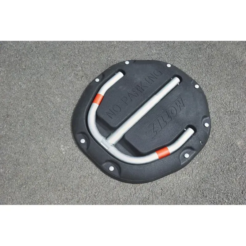 Arceau de parking rabattable su socle en caoutchouc autoportant