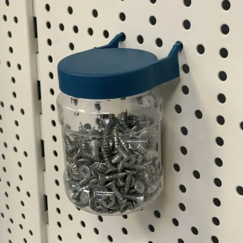 Bocal de rangement avec capuchon pour panneau perforé