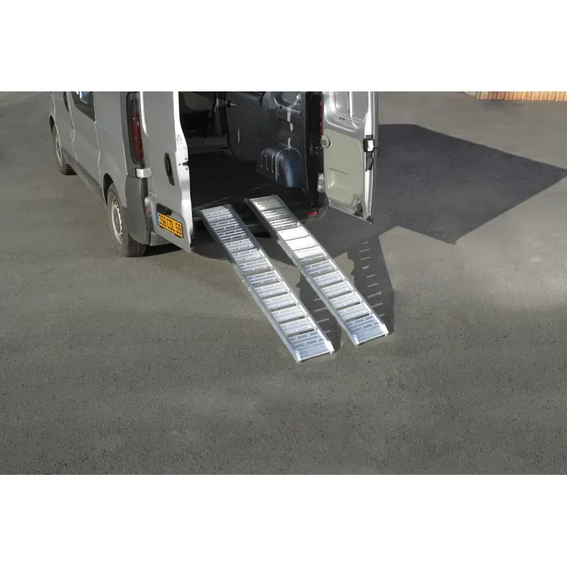 Lot de 2 rampes PMR en aluminium lisse repliable