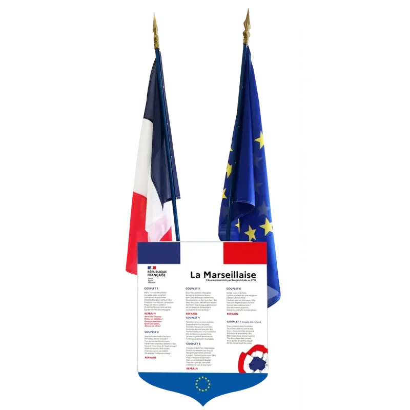 Pack loi Blanquer - écusson + 1 drapeau et européen