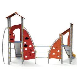 Aire de jeux métallique Masia ferme - 2 toboggans