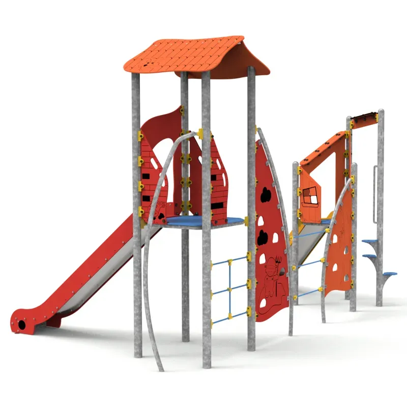 Aire de jeux métallique Masia ferme - 2 toboggans