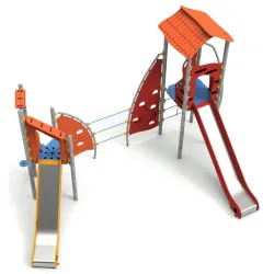 Aire de jeux métallique Masia ferme - 2 toboggans