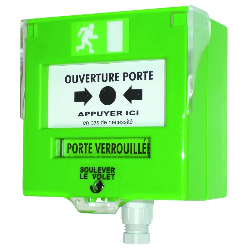 Déclencheur manuel vert ouverture de porte