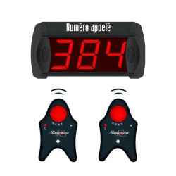 Kit gestion file d'attente sans fil 3 chiffres 2 télécommandes