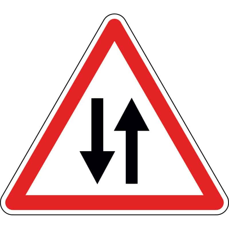 Panneau circulation dans les deux sens - A18