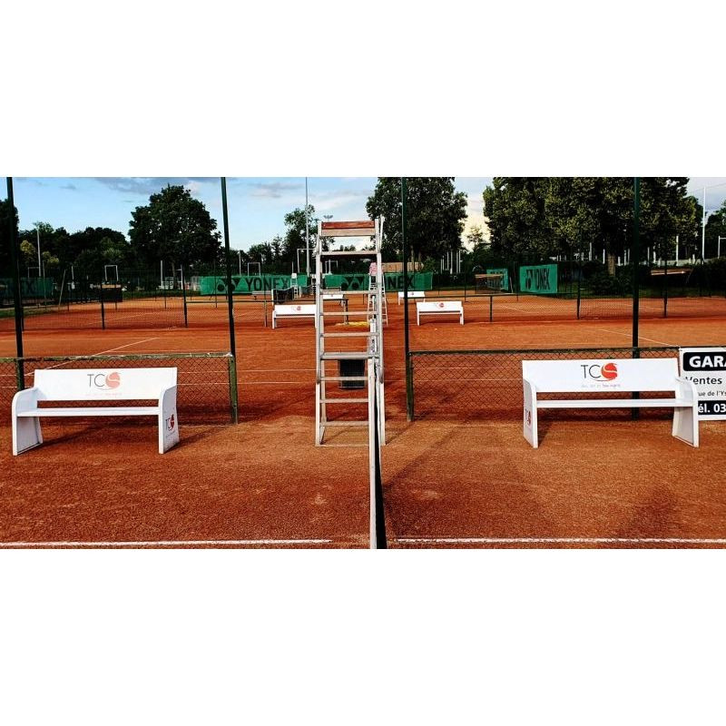 Banc publicitaire en acier électrozingué avec personnalisation