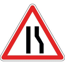 Panneau chaussée rétrécie par la droite - A3a