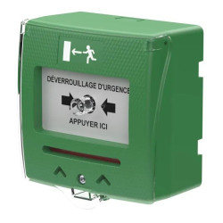 Déclencheur manuel vert 2 contacts avec capot - Sewosy SHOKV2