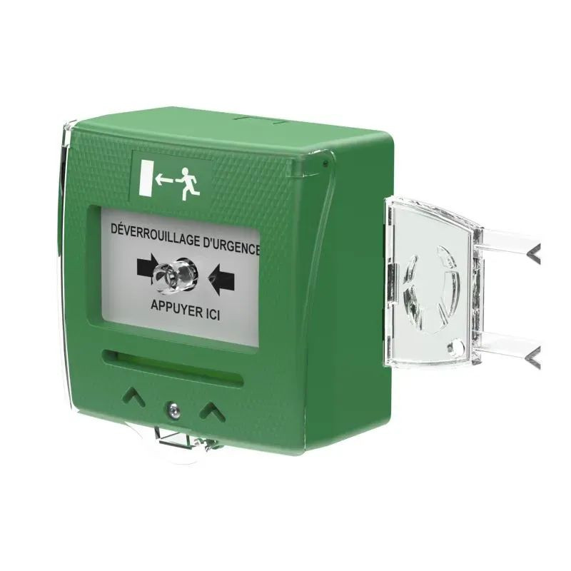 Déclencheur manuel vert 2 contacts avec capot - Sewosy SHOKV2
