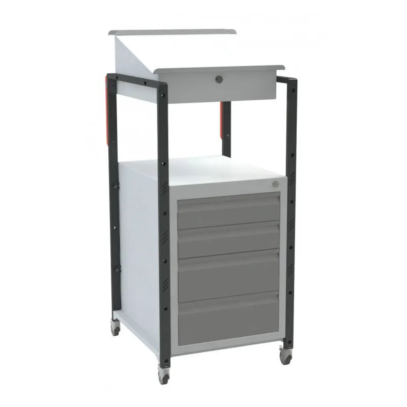 Pupitre d'atelier sur patins ou roulettes 1 bloc tiroirs - 150 kg