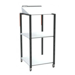 Pupitre atelier sur roulettes à plan inclinable 2 étagères - 150 kg