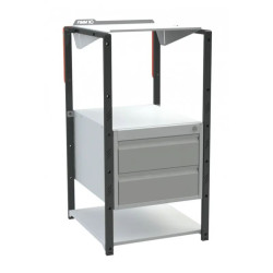 Pupitre d'atelier fixe à plan inclinable + 2 tiroirs - 150 kg