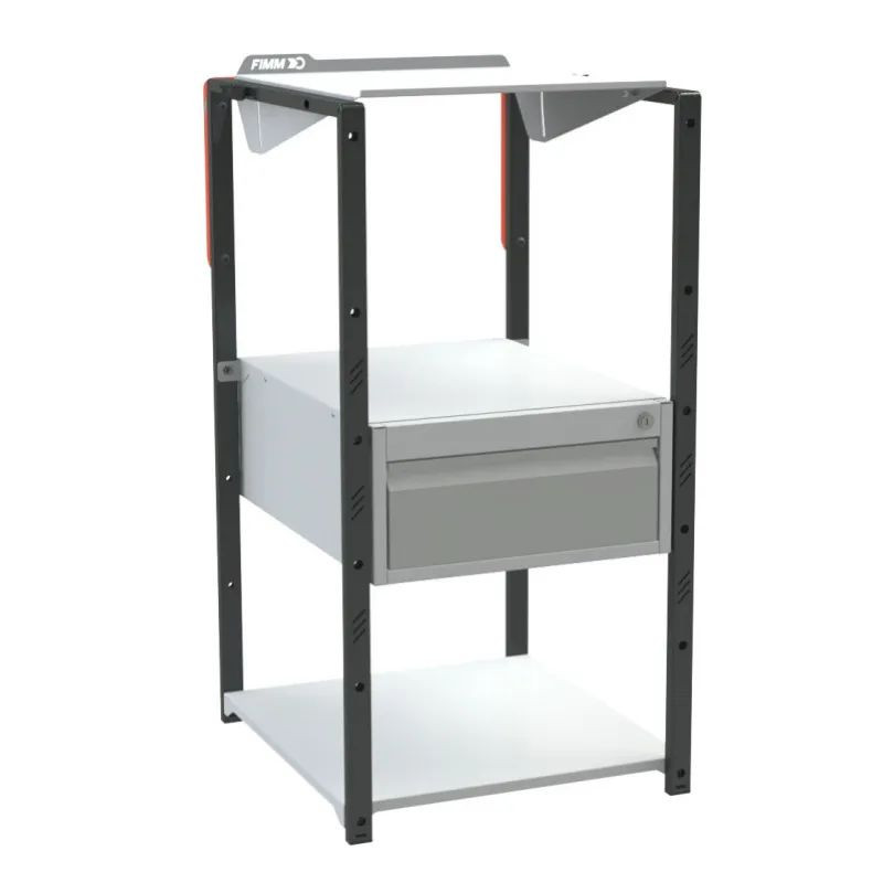 Pupitre d'atelier fixe à plan inclinable + 1 tiroir - 150 kg