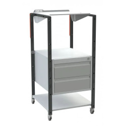 Pupitre atelier sur roulettes à plan inclinable + 2 tiroirs - 150 kg