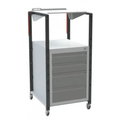 Pupitre atelier sur roulettes à plan inclinable + 4 tiroirs - 150 kg