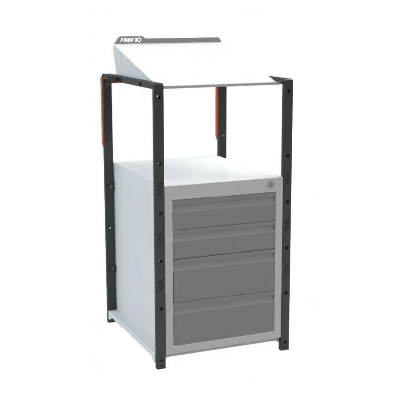 Pupitre d'atelier fixe à plan inclinable + 4 tiroirs - 150 kg