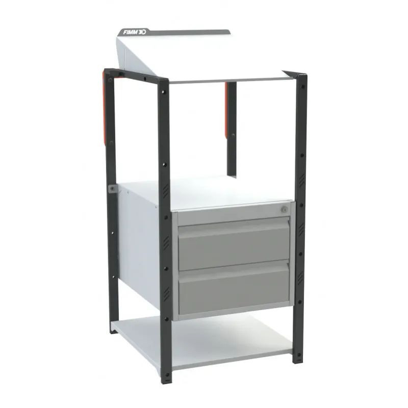 Pupitre d'atelier fixe à plan inclinable + 2 tiroirs - 150 kg