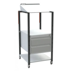 Pupitre atelier sur roulettes à plan inclinable + 2 tiroirs - 150 kg