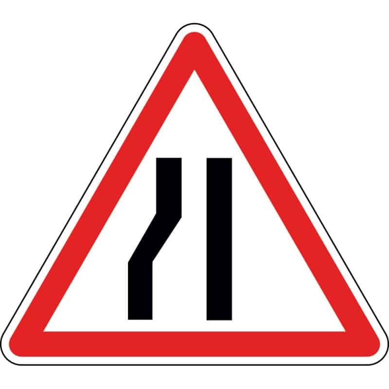 Panneau chaussée rétrécie par la gauche - A3b