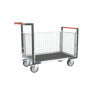 Chariot modulaire grillagé plateau bois et caoutchouc - 500 kg - Fimm