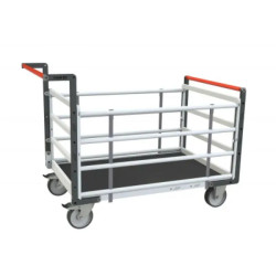 Chariot modulaire tube plateau bois et caoutchouc 500 kg - Fimm
