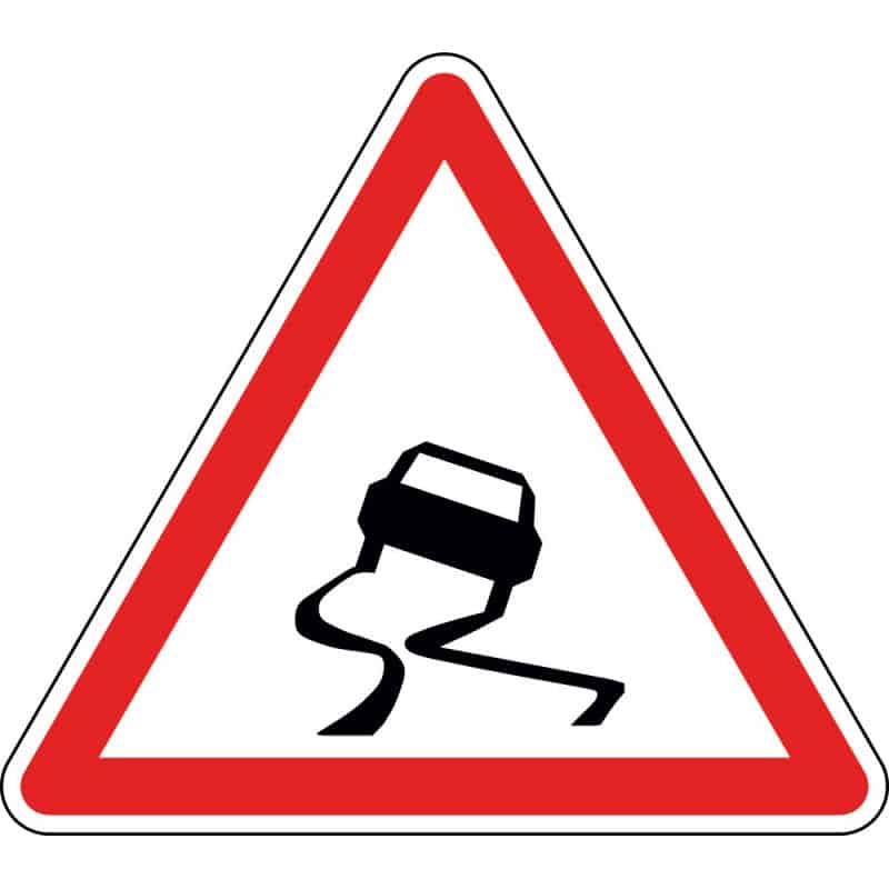Panneau chaussée particulièrement glissante - A4
