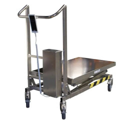 Table élévatrice électrique triple ciseau en inox à vis sans fin