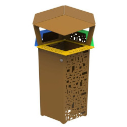 Corbeille de tri 3 compartiments en acier avec ou sans couvecle