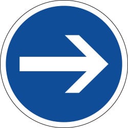 Panneau obligation de tourner à droite avant le panneau - B21-1