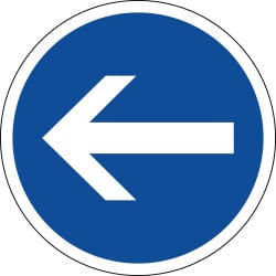 Panneau obligation de tourner à gauche avant le panneau - B21-2