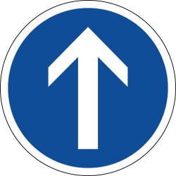 Panneau direction obligatoire tout droit - B21b