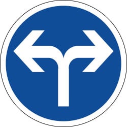 Panneau direction obligatoire à droite ou à gauche - B21e
