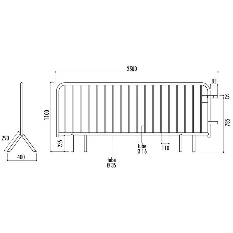Barrière police 18 barreaux