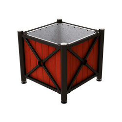 Bac à palmier acier et bois Province Inox brossé