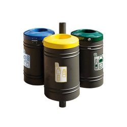 Poubelle de ville 40 litres fixée sur poteau couleur au choix