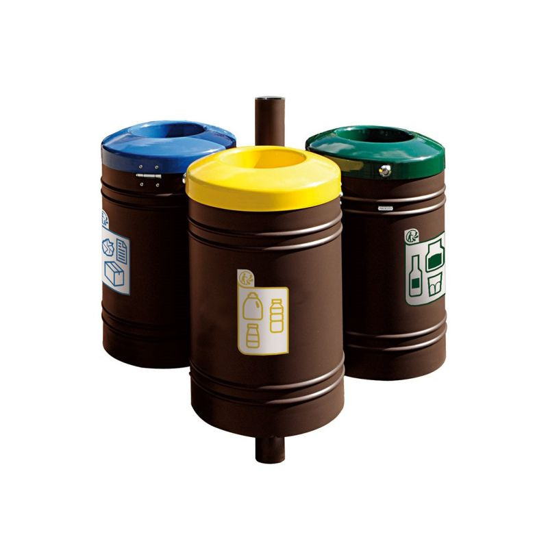 Poubelle de ville 40 litres fixée sur poteau couleur au choix