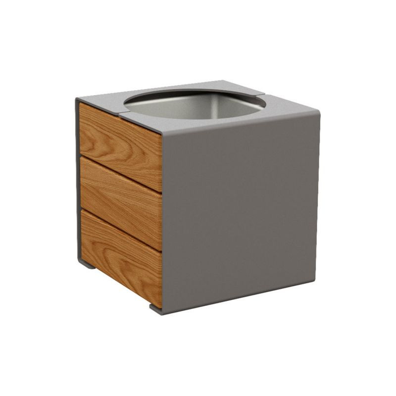 Jardinière de ville en métal et bois carrée