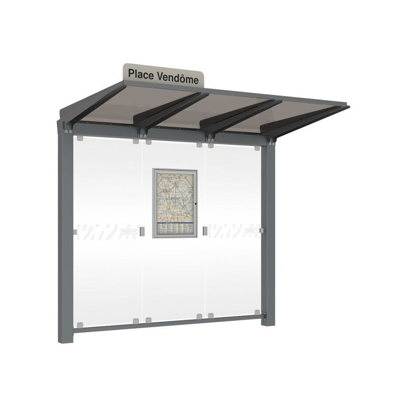 Abri de bus sur 2 pieds en polycarbonate et acier
